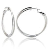 ESTATE LARGE .90CT DIAMOND 18K WHITE GOLD CLASSIC SWIRL INSIDE OUT HOOP EARRINGS