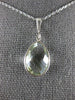 ESTATE 5.0CT AAA GREEN AMETHYST 14KT WHITE GOLD TEAR DROP CLASSIC BEZEL PENDANT