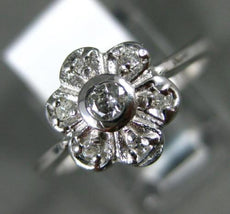 ESTATE .16CT DIAMOND 14K WHITE GOLD CLASSIC SEVEN STONE FLOWER FILIGREE FUN RING