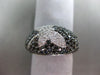 ESTATE 1.64CT WHITE & BLACK DIAMOND 14KT WHITE GOLD 3D PAVE BUTTERFLY LOVE RING