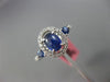 ANTIQUE WIDE 1.24CT DIAMOND & AAA SAPPHIRE 18KT WHITE GOLD OVAL ENGAGEMENT RING