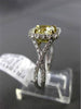 ESTATE 1.65CT GIA FANCY YELLOW DIAMOND 18K TWO TONE GOLD 3D HALO ENGAGEMENT RING