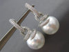 ESTATE LARGE 1.6CT DIAMOND & AAA SOUTH SEA PEARL 18K WHITE GOLD HANGING EARRINGS