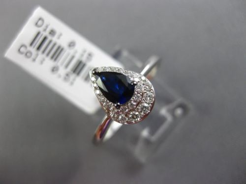ESTATE .66CT DIAMOND & AAA SAPPHIRE 14KT WHITE GOLD DOUBLE HALO ENGAGEMENT RING