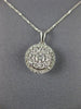 ESTATE .50CT DIAMOND 14KT WHITE GOLD 3D SOLITAIRE CLUSTER HALO FLOATING PENDANT