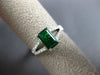 ESTATE .98CT DIAMOND & AAA EMERALD 18K WHITE GOLD 3D RECTANGULAR ENGAGEMENT RING