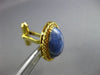 ANTIQUE EXTRA LARGE AAA SODALITE 14K YELLOW GOLD 3D SOLITAIRE OVAL ROPE CUFFLINK
