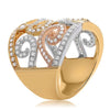 ESTATE LARGE 1.17CT DIAMOND 14K TRI COLOR GOLD 3D OPEN FILIGREE ANNIVERSARY RING