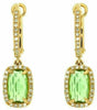2.56CT DIAMOND & AAA PERIDOT 14KT YELLOW GOLD 3D CUSHION HALO HANGING EARRINGS