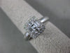 ESTATE .47CT ROUND & BAGUETTE DIAMOND 18K WHITE GOLD 3D FILIGREE ENGAGEMENT RING
