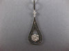 ESTATE 1.25CT WHITE & BLACK DIAMOND 14KT WHITE GOLD 3D FLOWER TEAR DROP PENDANT