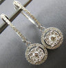 LARGE .50CT DIAMOND 14K WHITE GOLD CLASSIC ROUND CLUSTER HUGGIE HANGING EARRINGS