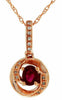 ESTATE .30CT DIAMOND & AAA RUBY 14KT ROSE GOLD 3D ROUND & OVAL LOVE KNOT PENDANT
