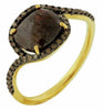 ESTATE 2.45CT CHOCOLATE FANCY DIAMOND 18K YELLOW GOLD ROUND & CUSHION SWIRL RING