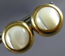 ESTATE LARGE 14KT YELLOW GOLD AAA MOON STONE CIRCULAR CLIP ON EARRINGS #24401