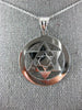 ESTATE LARGE 14KT WHITE GOLD 3D ROUND STAR OF DAVID FLOATING PENDANT #1602