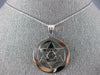 ESTATE LARGE 14KT WHITE GOLD 3D ROUND STAR OF DAVID FLOATING PENDANT #1602
