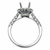 ESTATE WIDE .71CT DIAMOND 18KT WHITE GOLD 3D FLOWER SEMI MOUNT ENGAGEMENT RING