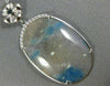LARGE 23.40CT WHITE & BLUE DIAMOND & JASPER 14KT WHITE GOLD OVAL FLOWER PENDANT