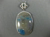 LARGE 23.40CT WHITE & BLUE DIAMOND & JASPER 14KT WHITE GOLD OVAL FLOWER PENDANT
