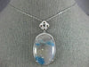 LARGE 23.40CT WHITE & BLUE DIAMOND & JASPER 14KT WHITE GOLD OVAL FLOWER PENDANT