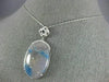 LARGE 23.40CT WHITE & BLUE DIAMOND & JASPER 14KT WHITE GOLD OVAL FLOWER PENDANT