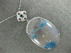 LARGE 23.40CT WHITE & BLUE DIAMOND & JASPER 14KT WHITE GOLD OVAL FLOWER PENDANT
