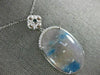 LARGE 23.40CT WHITE & BLUE DIAMOND & JASPER 14KT WHITE GOLD OVAL FLOWER PENDANT