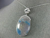 LARGE 23.40CT WHITE & BLUE DIAMOND & JASPER 14KT WHITE GOLD OVAL FLOWER PENDANT