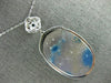 LARGE 23.40CT WHITE & BLUE DIAMOND & JASPER 14KT WHITE GOLD OVAL FLOWER PENDANT