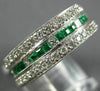 ESTATE WIDE 2.20CT DIAMOND & AAA EMERALD 18KT WHITE GOLD 3 ROW ANNIVERSARY RING