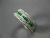 ESTATE WIDE 2.20CT DIAMOND & AAA EMERALD 18KT WHITE GOLD 3 ROW ANNIVERSARY RING