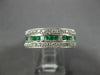 ESTATE WIDE 2.20CT DIAMOND & AAA EMERALD 18KT WHITE GOLD 3 ROW ANNIVERSARY RING