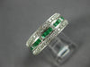 ESTATE WIDE 2.20CT DIAMOND & AAA EMERALD 18KT WHITE GOLD 3 ROW ANNIVERSARY RING