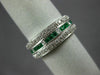 ESTATE WIDE 2.20CT DIAMOND & AAA EMERALD 18KT WHITE GOLD 3 ROW ANNIVERSARY RING