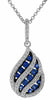 ESTATE .65CT DIAMOND & AAA SAPPHIRE 14K WHITE GOLD 3D TEAR DROP FLOATING PENDANT