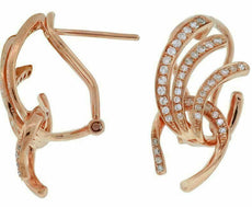 ESTATE .48CT DIAMOND 14K ROSE GOLD 3D HORSESHOE LUCKY LOVE KNOT CLIP ON EARRINGS