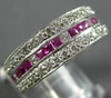 ESTATE WIDE 2.20CT DIAMOND & AAA RUBY 18KT WHITE GOLD THREE ROW ANNIVERSARY RING