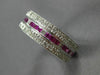 ESTATE WIDE 2.20CT DIAMOND & AAA RUBY 18KT WHITE GOLD THREE ROW ANNIVERSARY RING