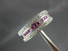 ESTATE WIDE 2.20CT DIAMOND & AAA RUBY 18KT WHITE GOLD THREE ROW ANNIVERSARY RING