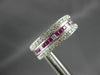 ESTATE WIDE 2.20CT DIAMOND & AAA RUBY 18KT WHITE GOLD THREE ROW ANNIVERSARY RING
