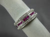ESTATE WIDE 2.20CT DIAMOND & AAA RUBY 18KT WHITE GOLD THREE ROW ANNIVERSARY RING