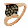ESTATE .33CT CHOCOLATE FANCY DIAMOND 14KT ROSE GOLD 3D CLASSIC LEAF FUN RING