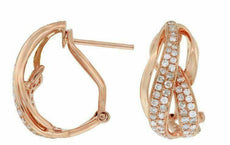 ESTATE .64CT DIAMOND 14K ROSE GOLD MULTI ROW CRISS CROSS X LOVE CLIP ON EARRINGS