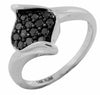 ESTATE .33CT BLACK DIAMOND 14KT WHITE GOLD 3D CRISS CROSS LEAF CLUSTER FUN RING