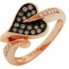 ESTATE .26CT WHITE & FANCY CHOCOLATE DIAMOND 14KT ROSE GOLD 3D HEART LOVE RING