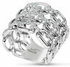 ESTATE WIDE .56CT ROUND DIAMOND 18KT WHITE GOLD LINKED WEDDING ANNIVERSARY RING