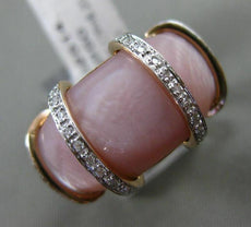 ESTATE .17CT DIAMOND 14KT GOLD PINK MOTHER OF PEARL 3D CURVED MULTI ROW RING