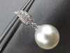 ESTATE .22CT DIAMOND & SOUTH SEA PEARL 18K WHITE GOLD PAVE LEAF HANGING EARRINGS