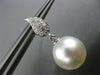ESTATE .22CT DIAMOND & SOUTH SEA PEARL 18K WHITE GOLD PAVE LEAF HANGING EARRINGS